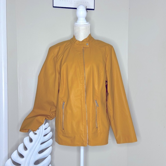 Jackets & Coats Plus Size Mustard Faux Leather Jacket Size 2x Poshmark